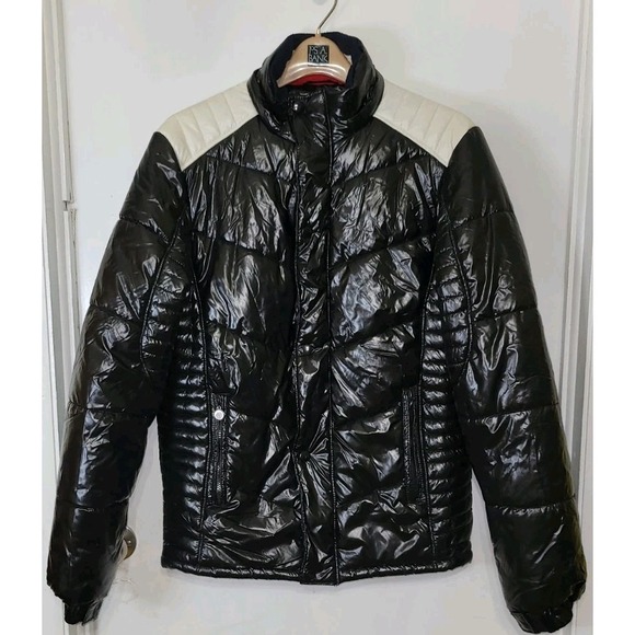HC Hancity Manstation Black Glossy Puffer Jacket Men XXL